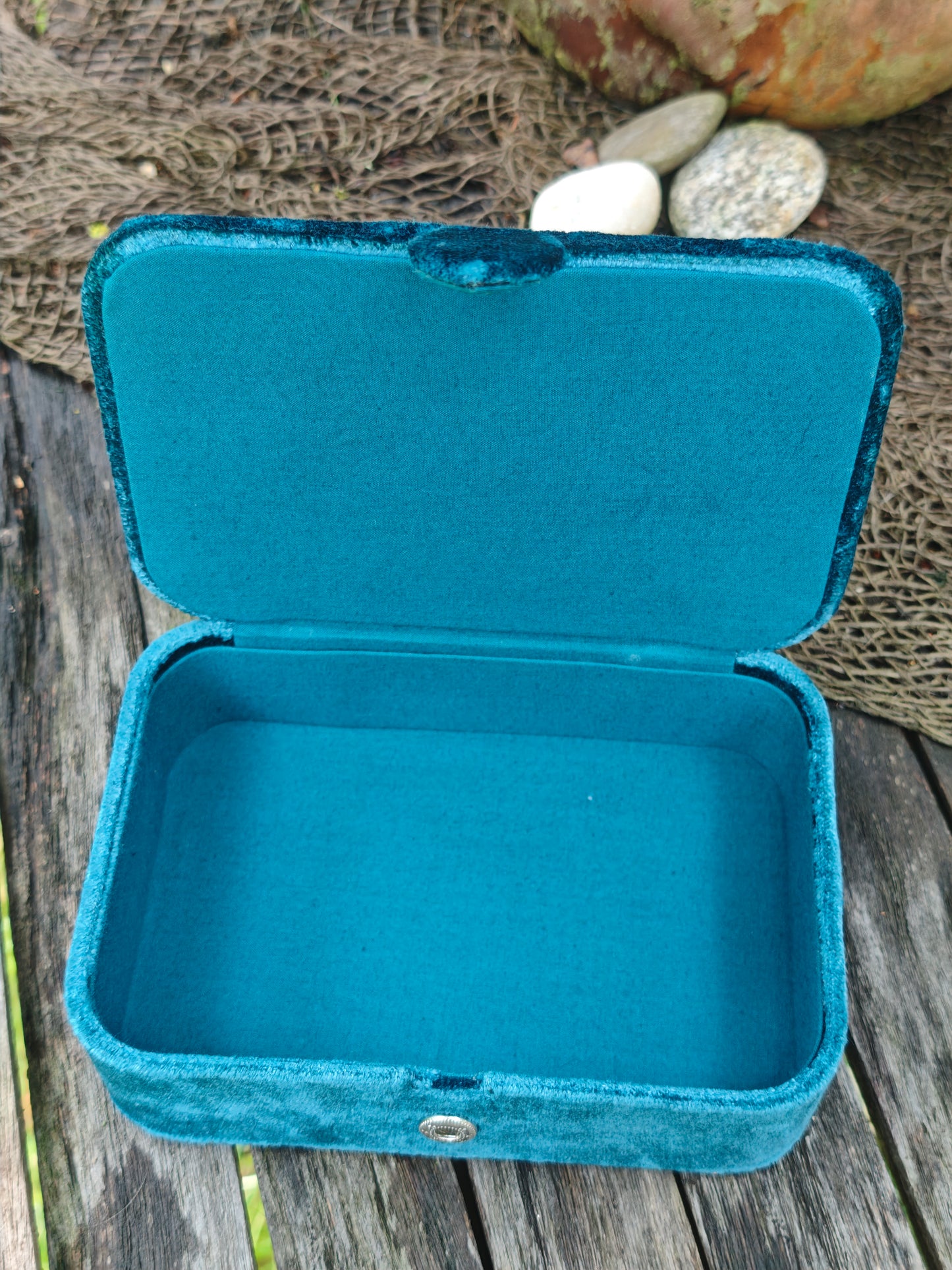 Tarotbox petrol Samt mit Auge der Vorsehung