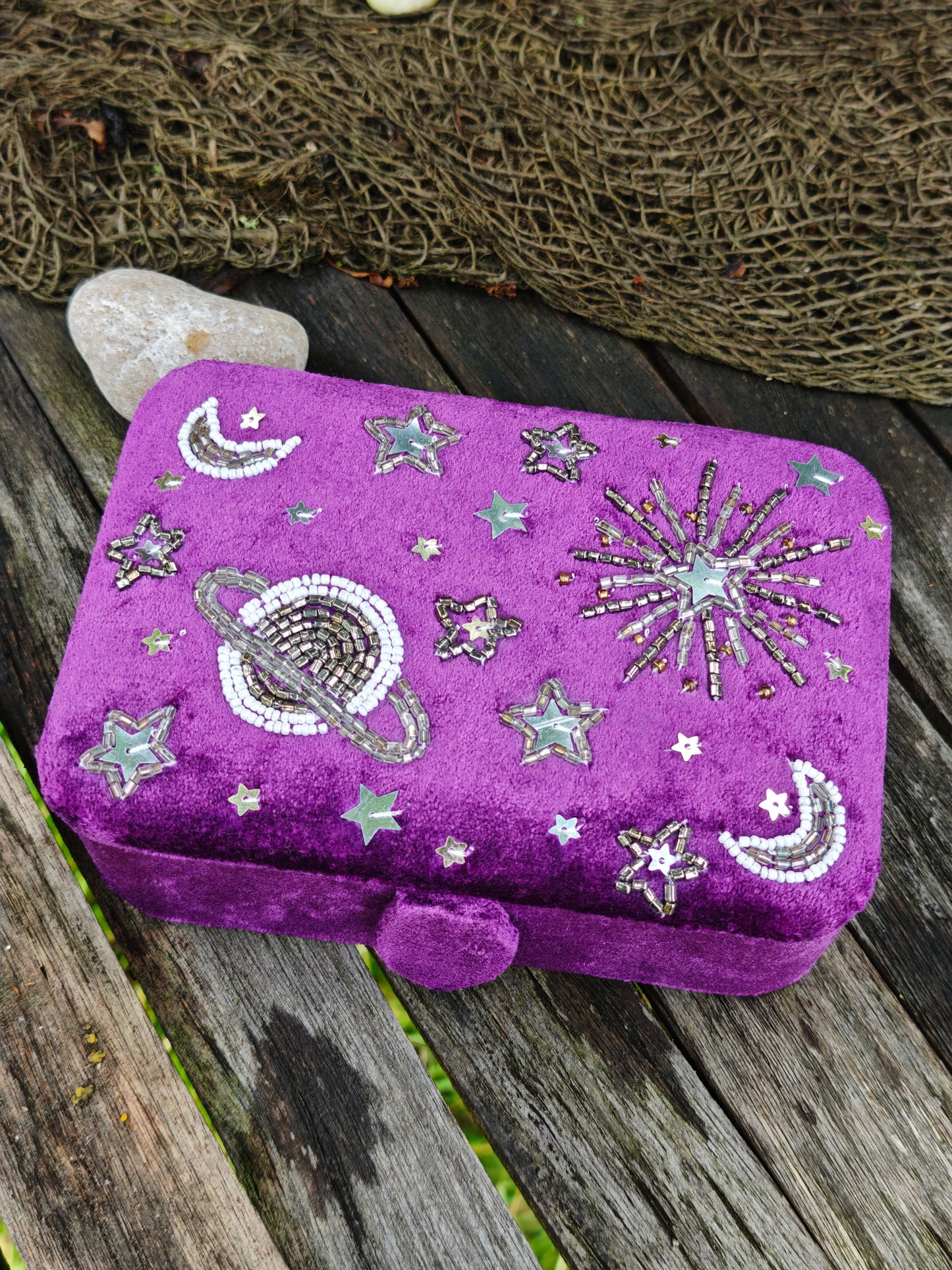 Tarotbox Samt-Lila mit Galaxie