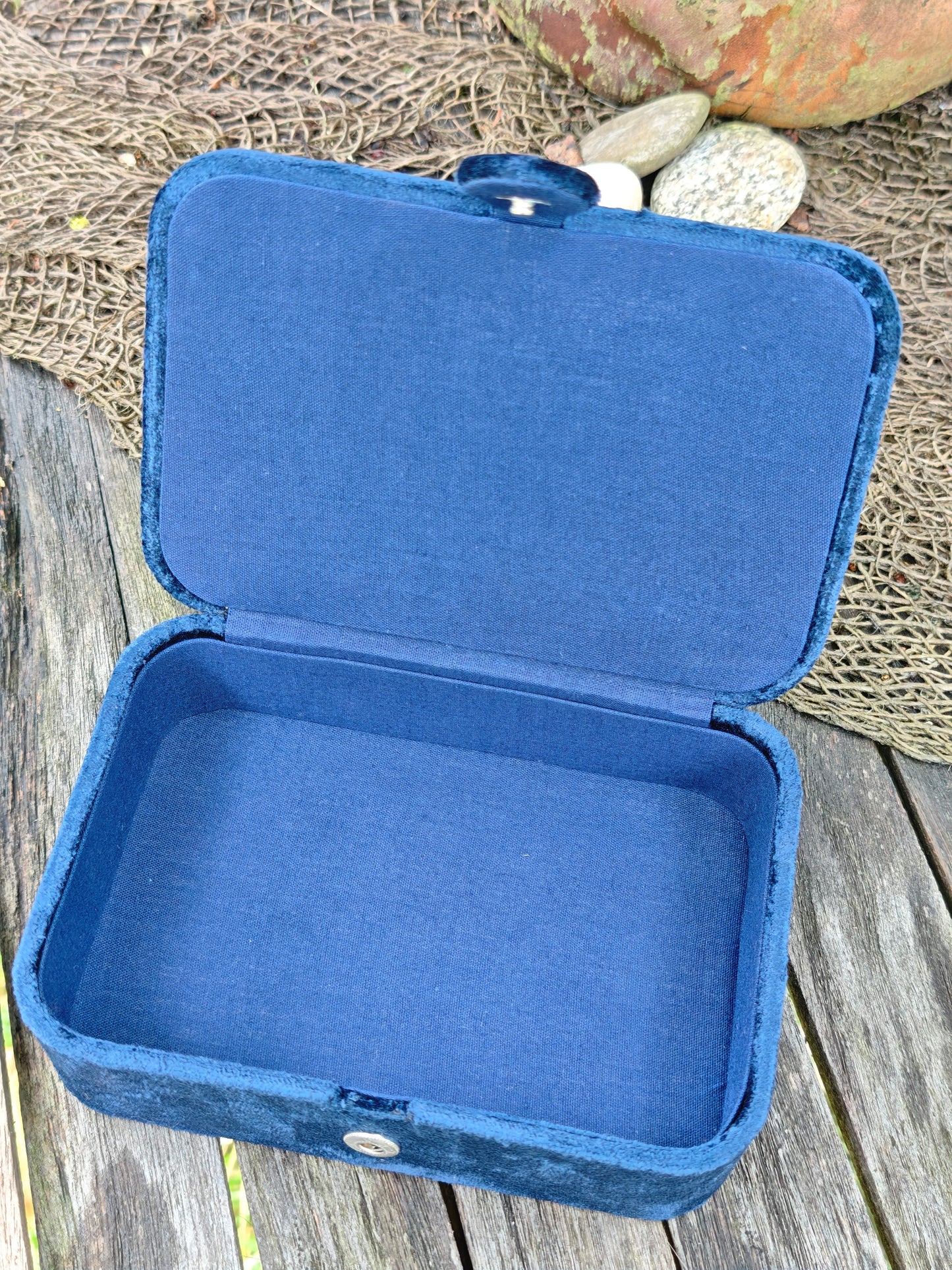 Tarotbox Samt-Dunkelblau mit Mond & Sternen