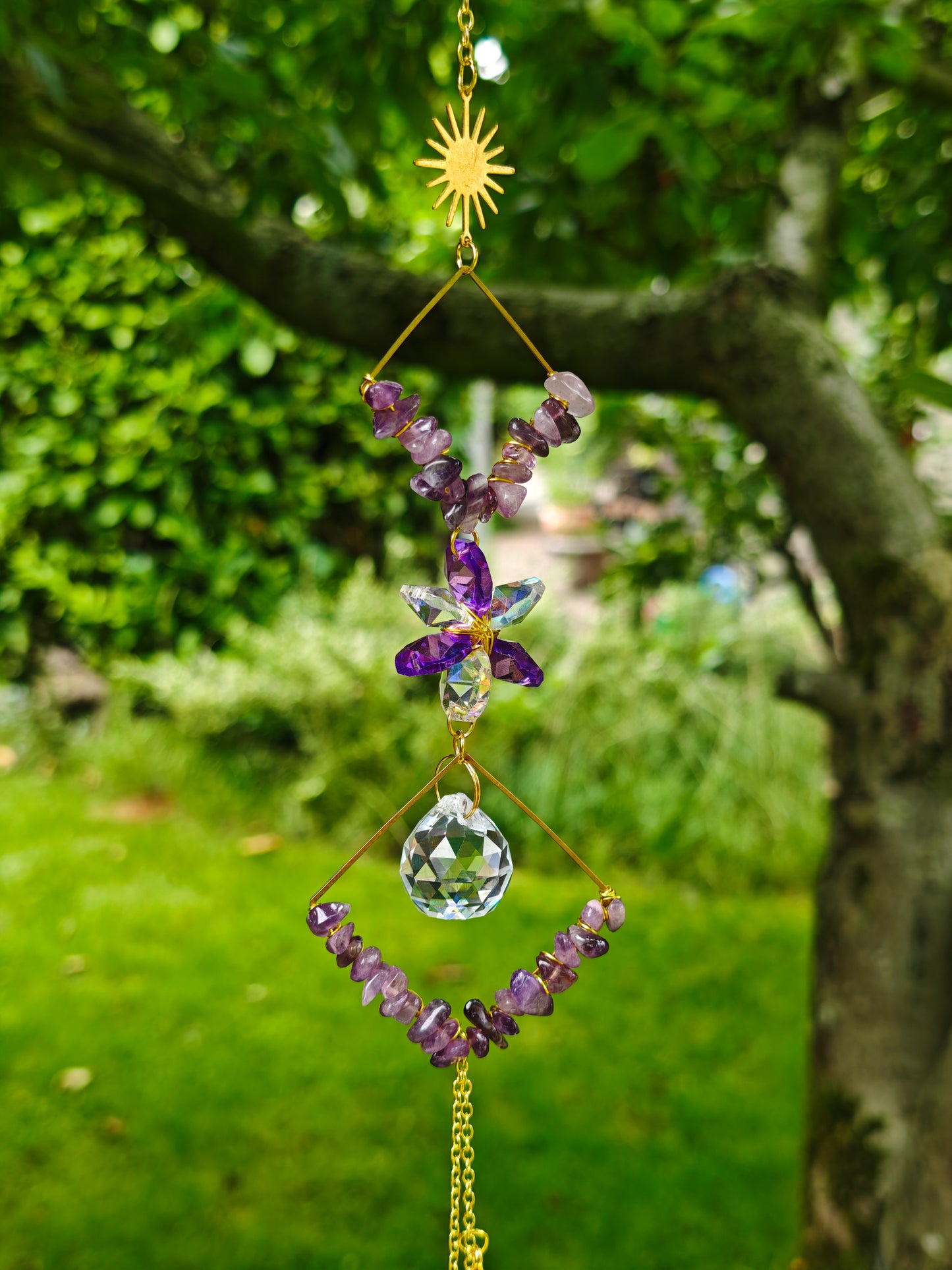 Sonnenfänger mit Amethyst & Glaskristallen