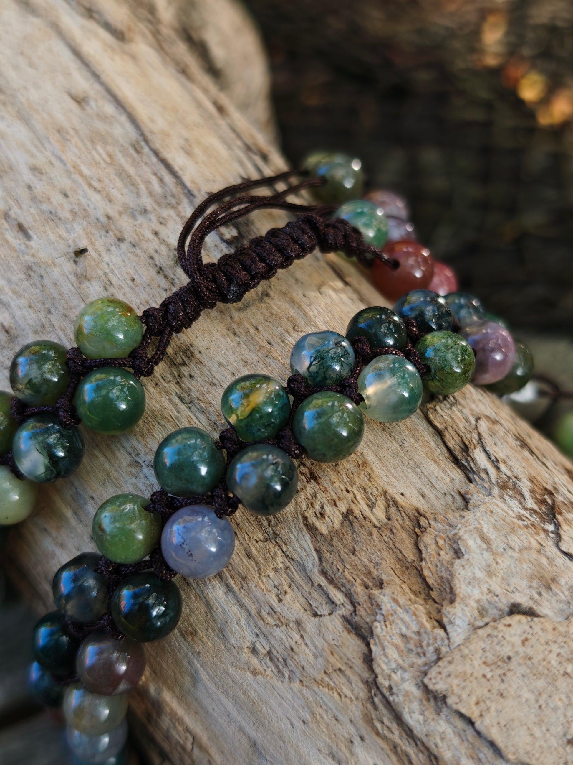 Doppelreihiges Armband mit Moosachat