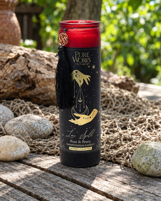Manifestationskerze Love Spell – Rose & Pfingstrose