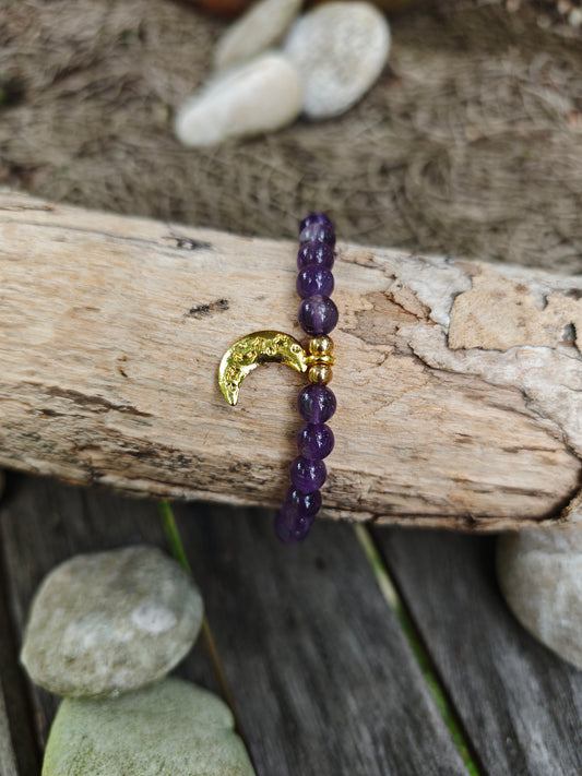 Amethyst Armband mit Mondanhänger