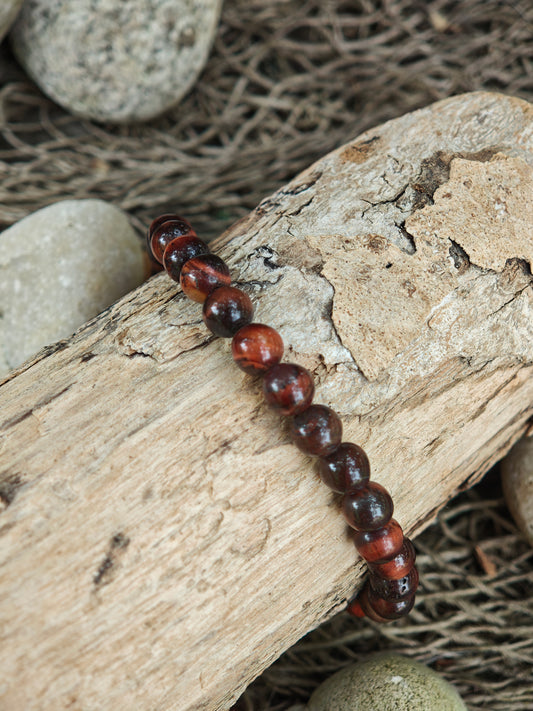 Rotes Tigerauge (Katzenauge) Armband