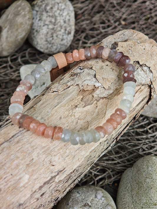 Mondstein mehrfarbig Armband facettiert