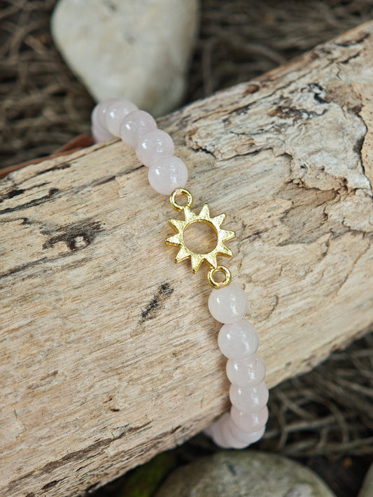 Rosenquarz Armband mit Sonne