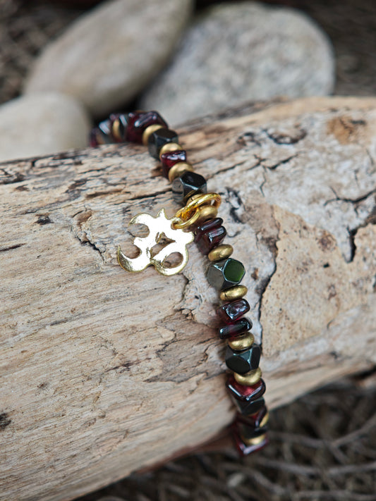 Granat & Hämatit Armband mit Om