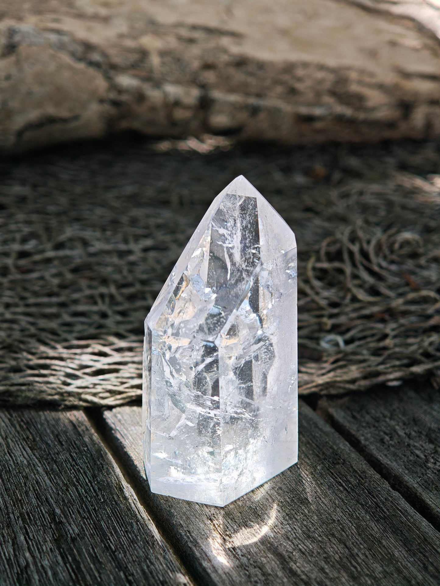 Bergkristall Spitze klar mit Einschlüssen