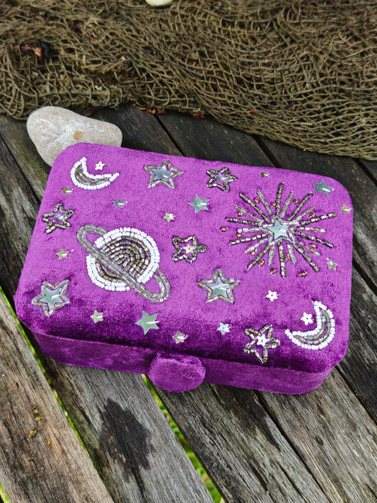 Tarotbox Samt-Lila mit Galaxie