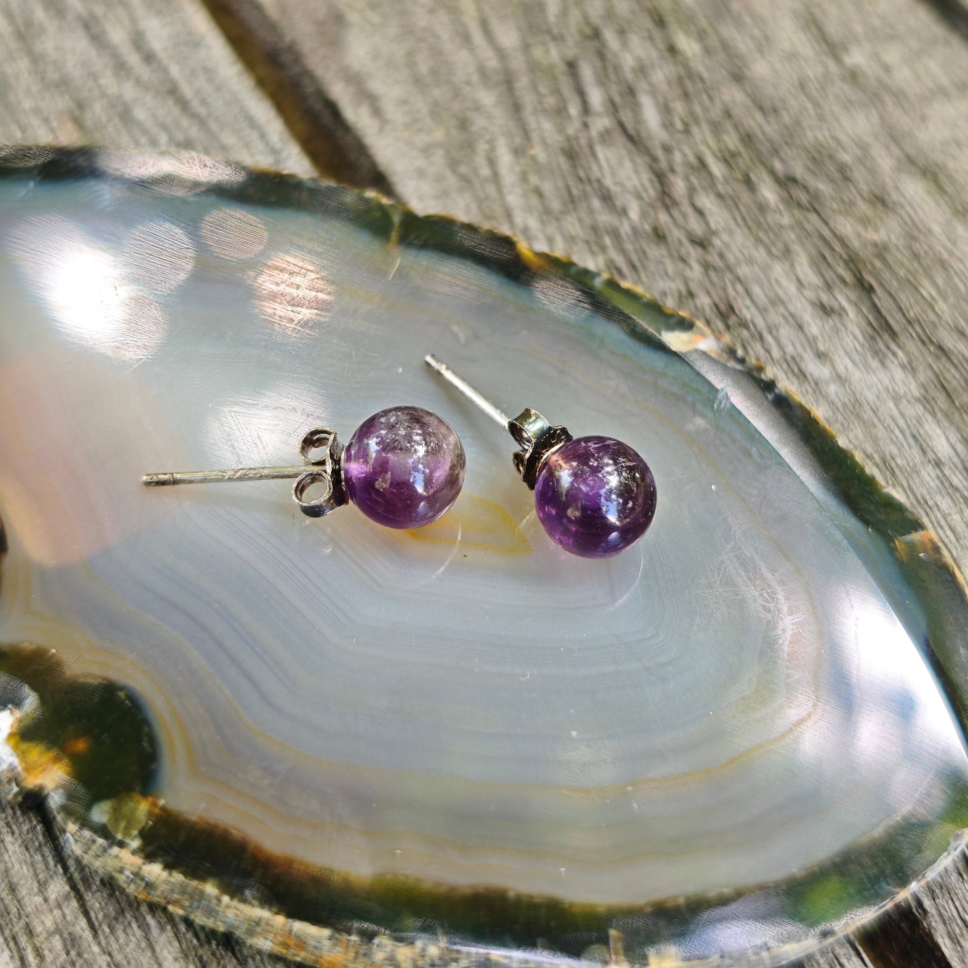 Amethyst‑Ohrstecker aus 925er Silber