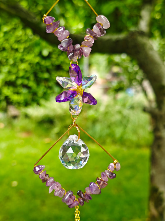 Sonnenfänger mit Amethyst & Glaskristallen