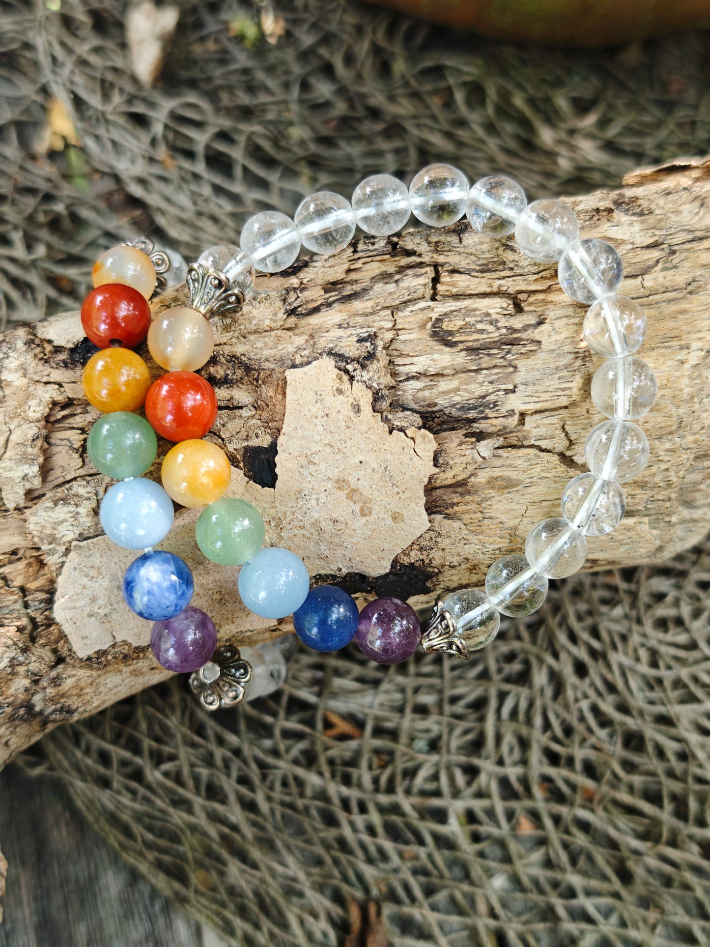Chakra-Armband aus Bergkristall & 7 Edelsteinen