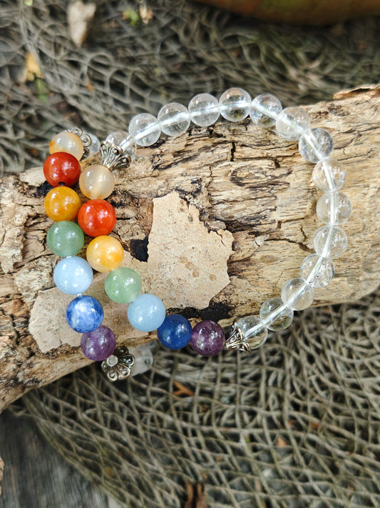 Chakra-Armband aus Bergkristall & 7 Edelsteinen