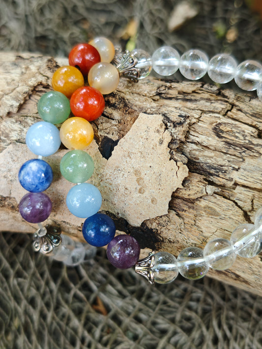 Chakra-Armband aus Bergkristall & 7 Edelsteinen