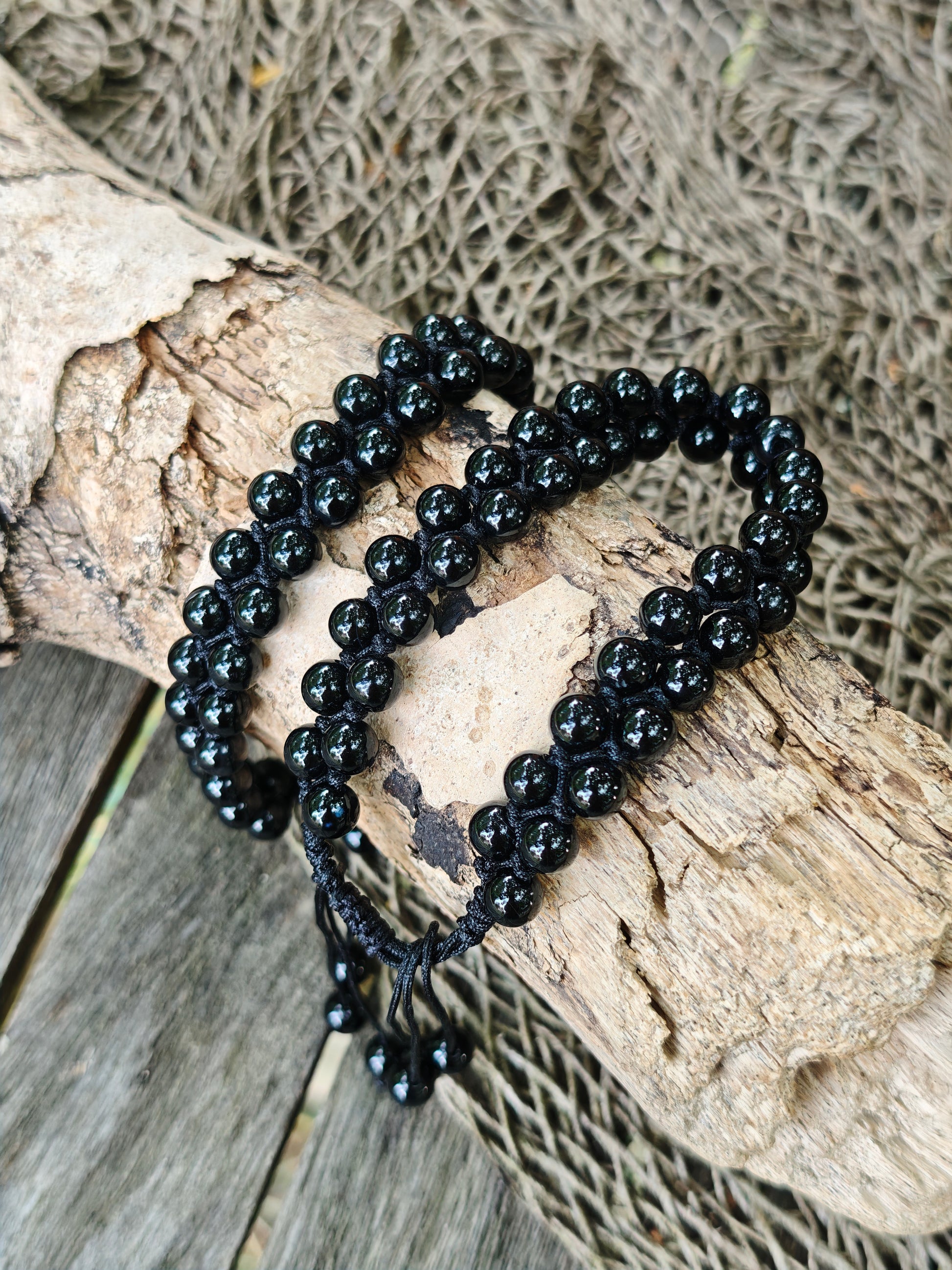 Schwarzer Achat Armband doppelreihig