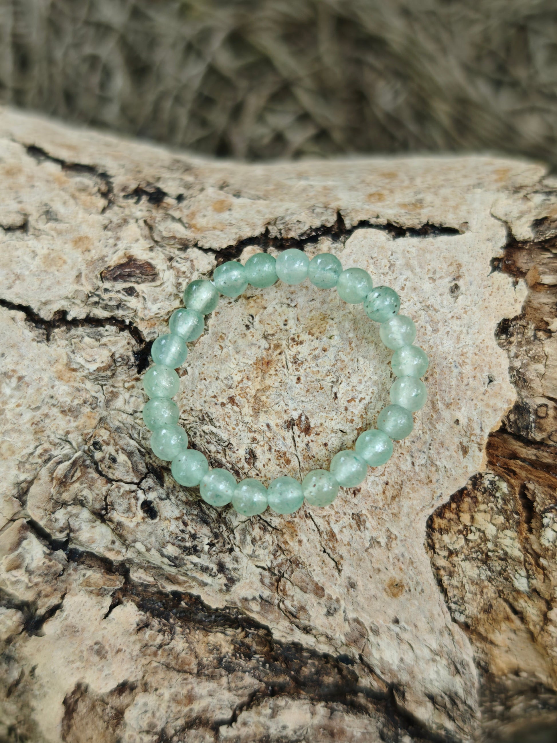 Elastischer Ring mit grünem Aventurin – 3 mm Edelsteinperlen