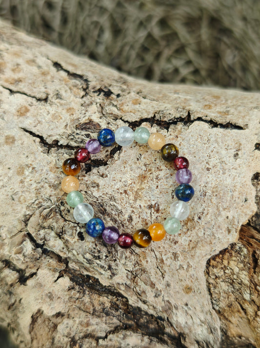 Elastischer Chakra-Ring mit 7 Edelsteinen