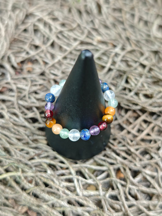 Elastischer Chakra-Ring mit 7 Edelsteinen