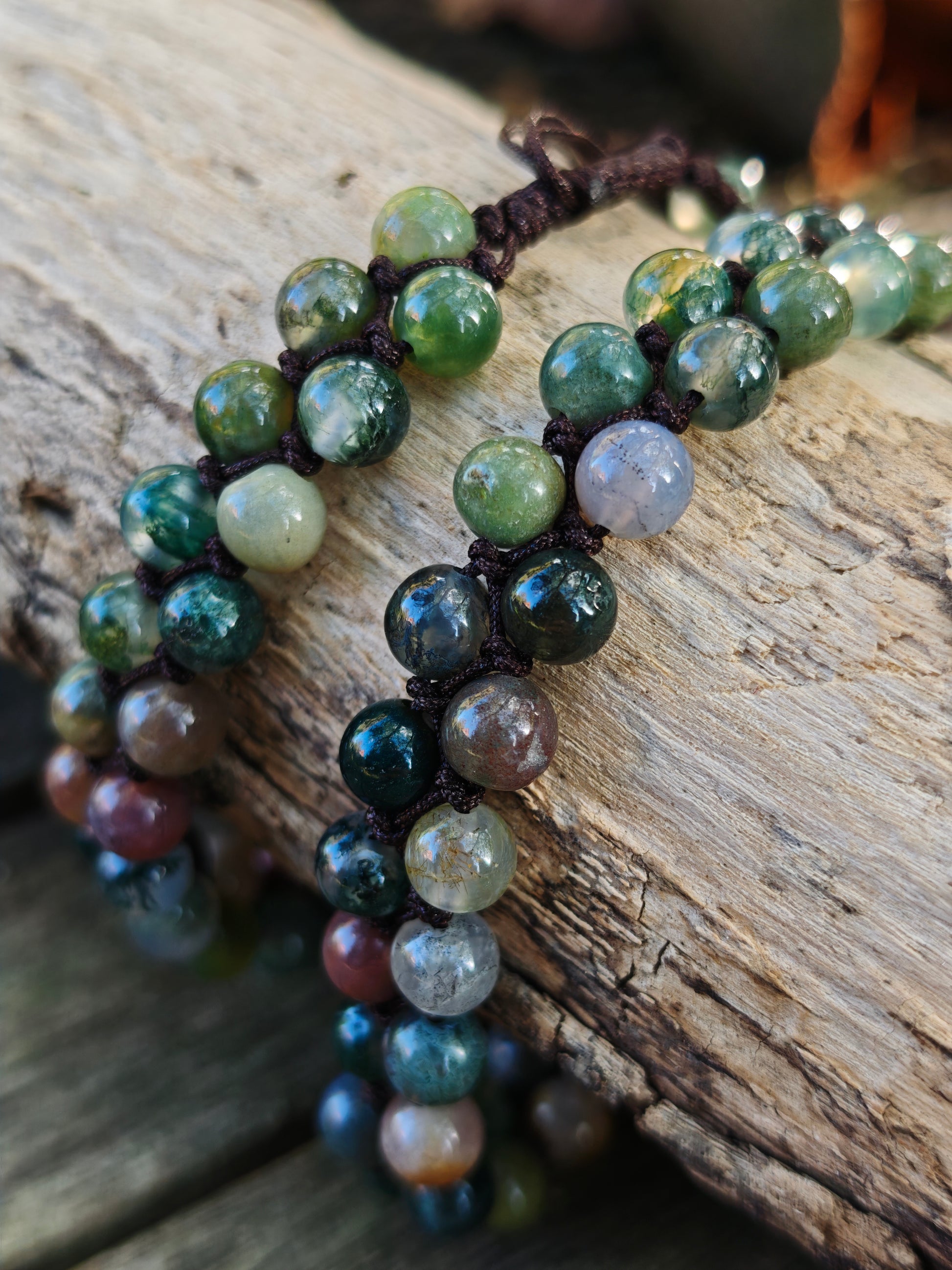 Doppelreihiges Armband mit Moosachat