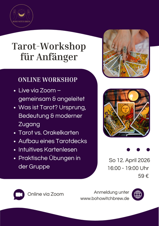 Tarot Anfänger Workshop – intuitives Kartenlegen (online)