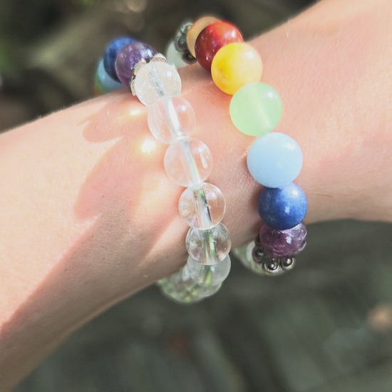 Chakra-Armband aus Bergkristall & 7 Edelsteinen