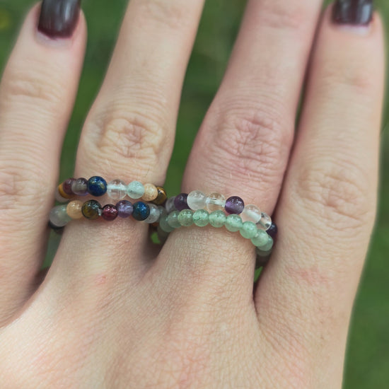 Elastischer Ring mit grünem Aventurin – 3 mm Edelsteinperlen