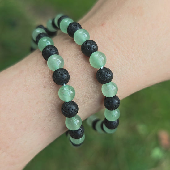 Armband grüner Aventurin und Lavasteine