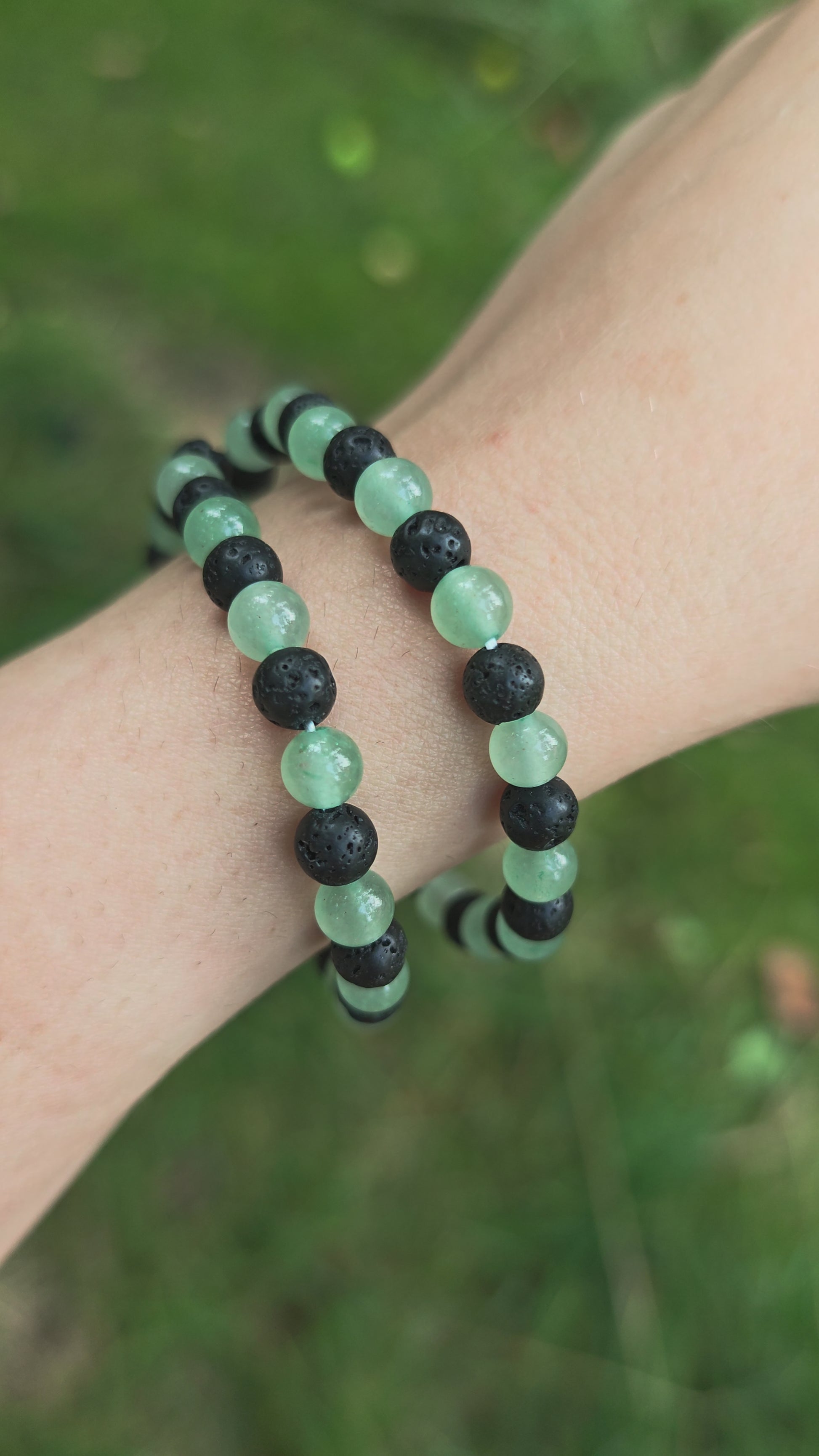 Armband grüner Aventurin und Lavasteine